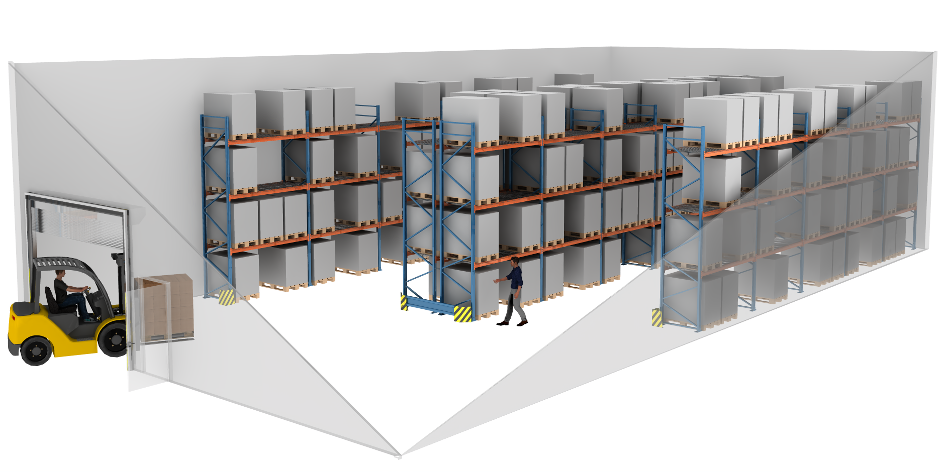 3D-Planung einer Lageroptimierung ohne Umzug mit Palettenregalen